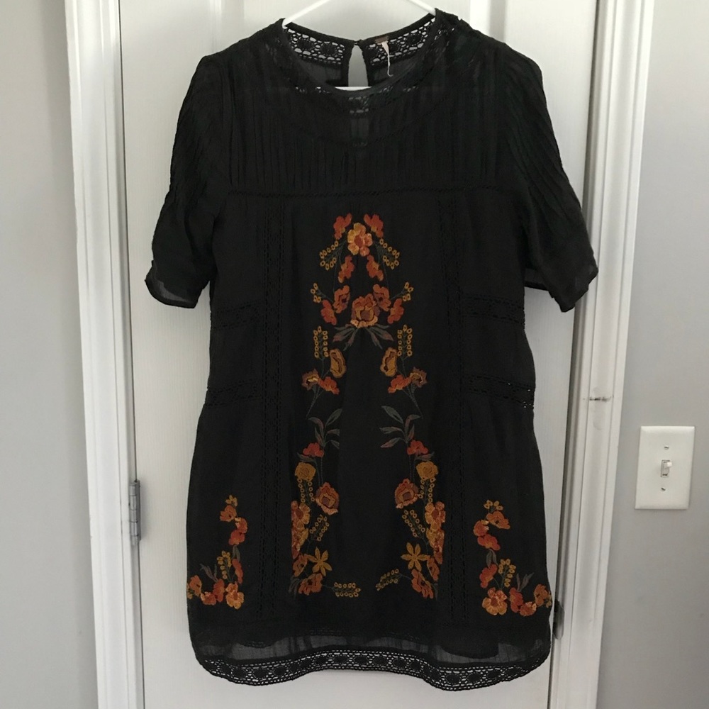 embroidered free people mini dress fall colors
